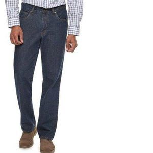 Mens Jeans Flannel Lined 38x30 Croft & Barrow Blue Flat Front Straight Winter